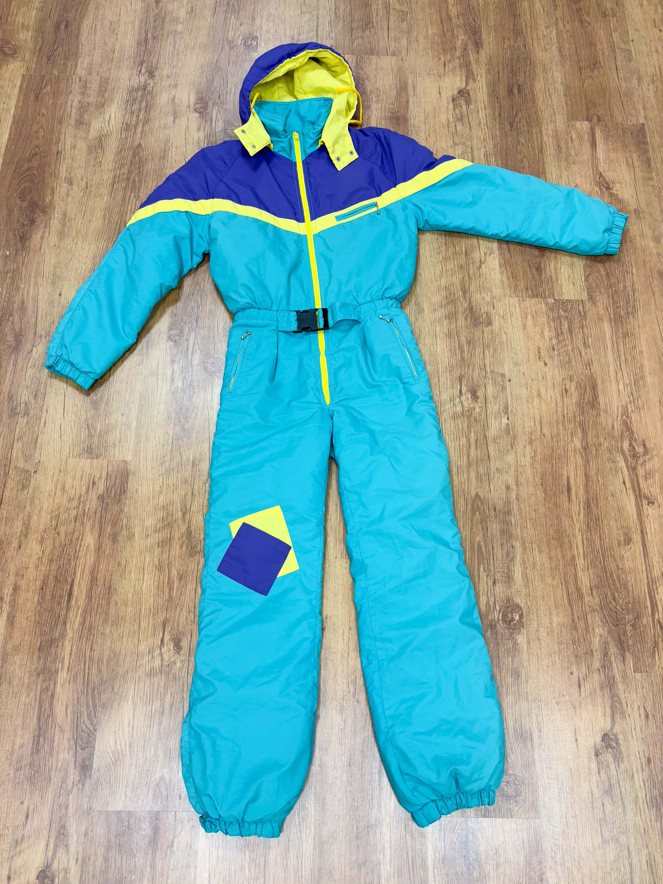 Vintage retro skipak - Hudson turquoise, geel, paars maat XS/S