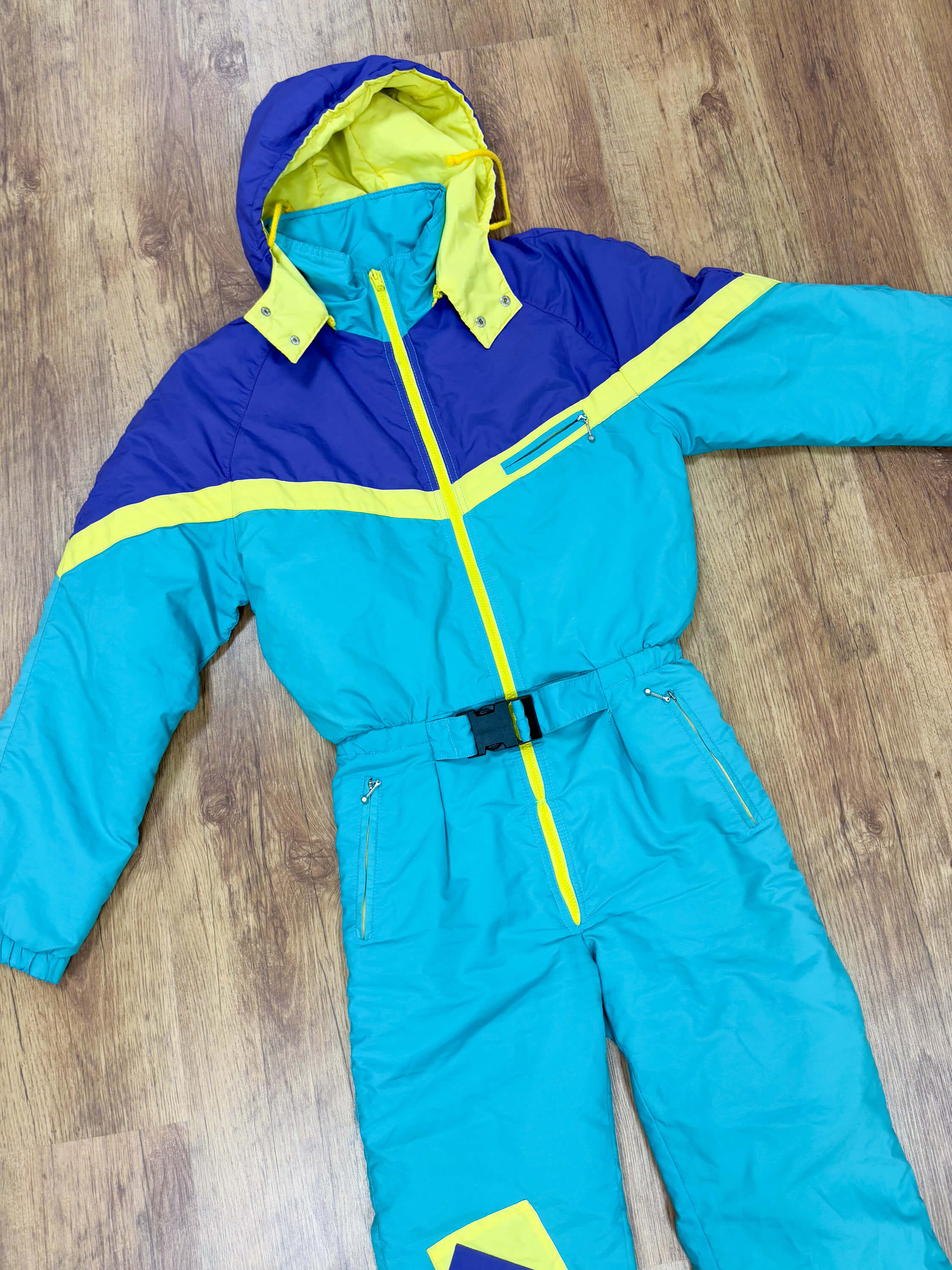 Vintage retro skipak - Hudson turquoise, geel, paars maat XS/S