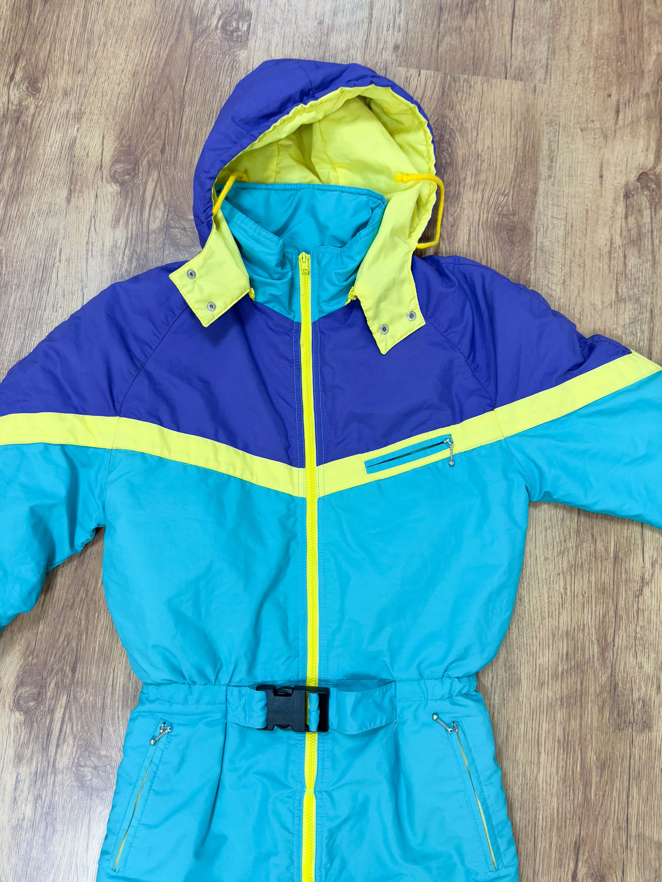 Vintage retro skipak - Hudson turquoise, geel, paars maat XS/S