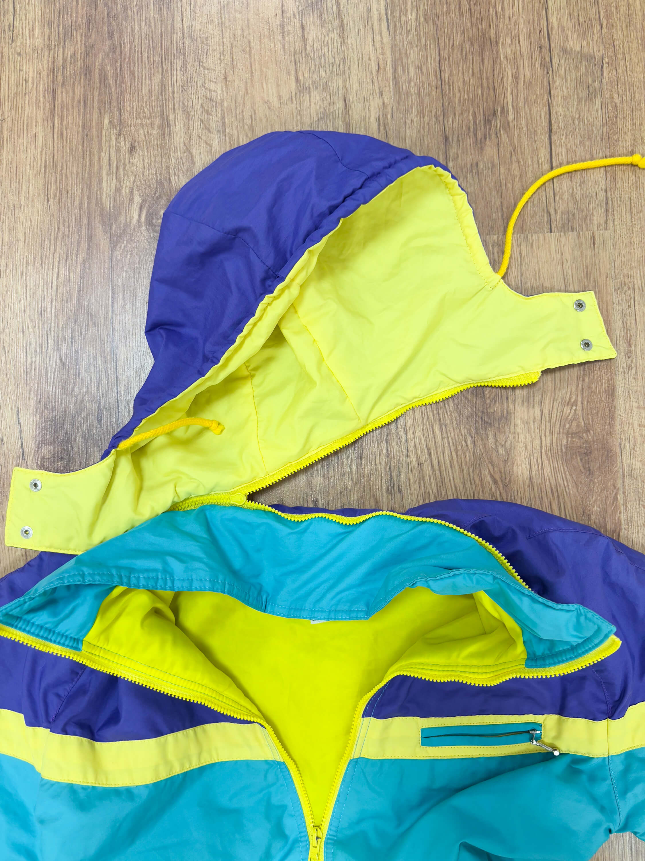 Vintage retro skipak - Hudson turquoise, geel, paars maat XS/S