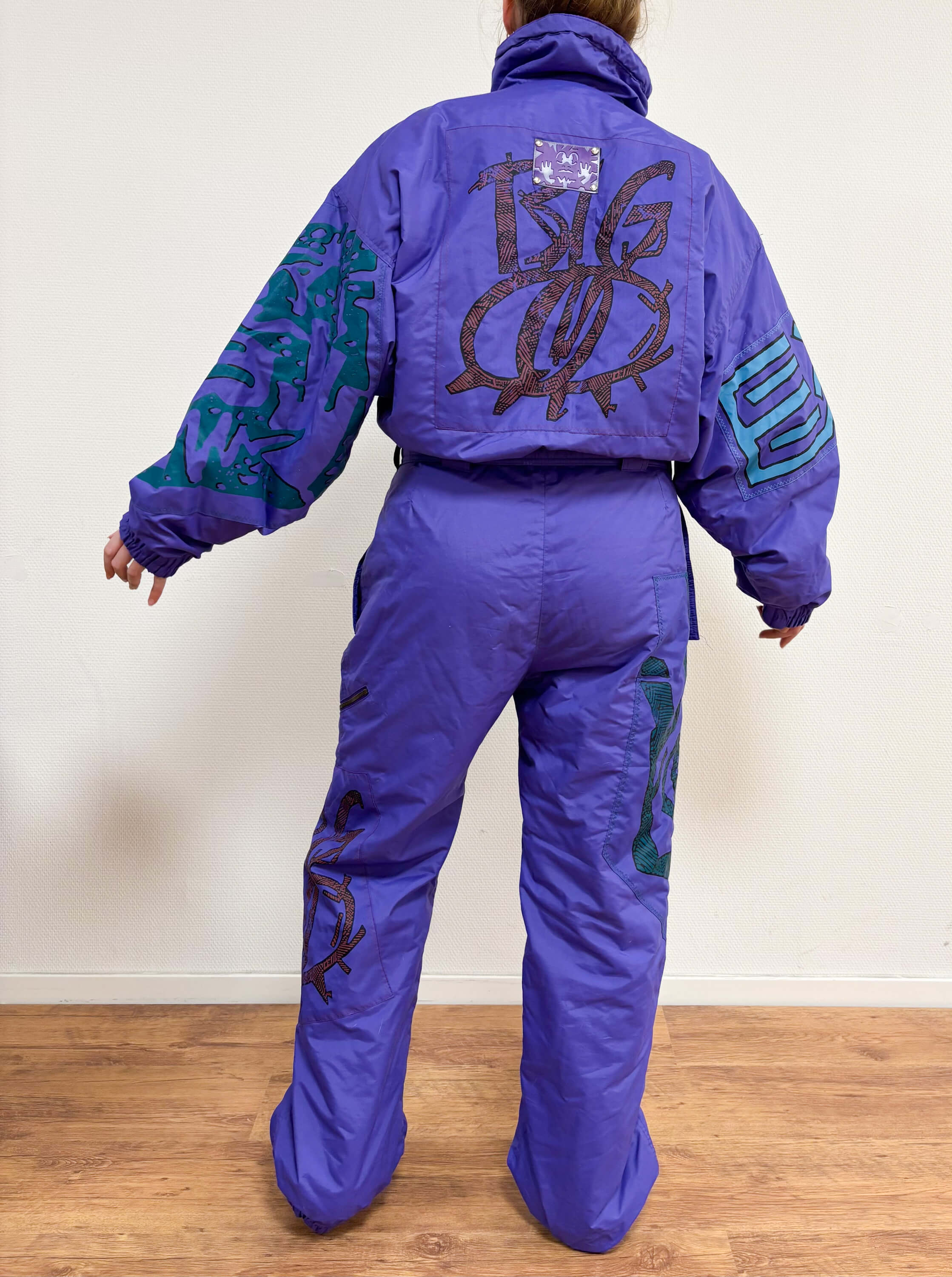 Vintage retro skipak - Paars met tribal / graffiti print maat L/XL