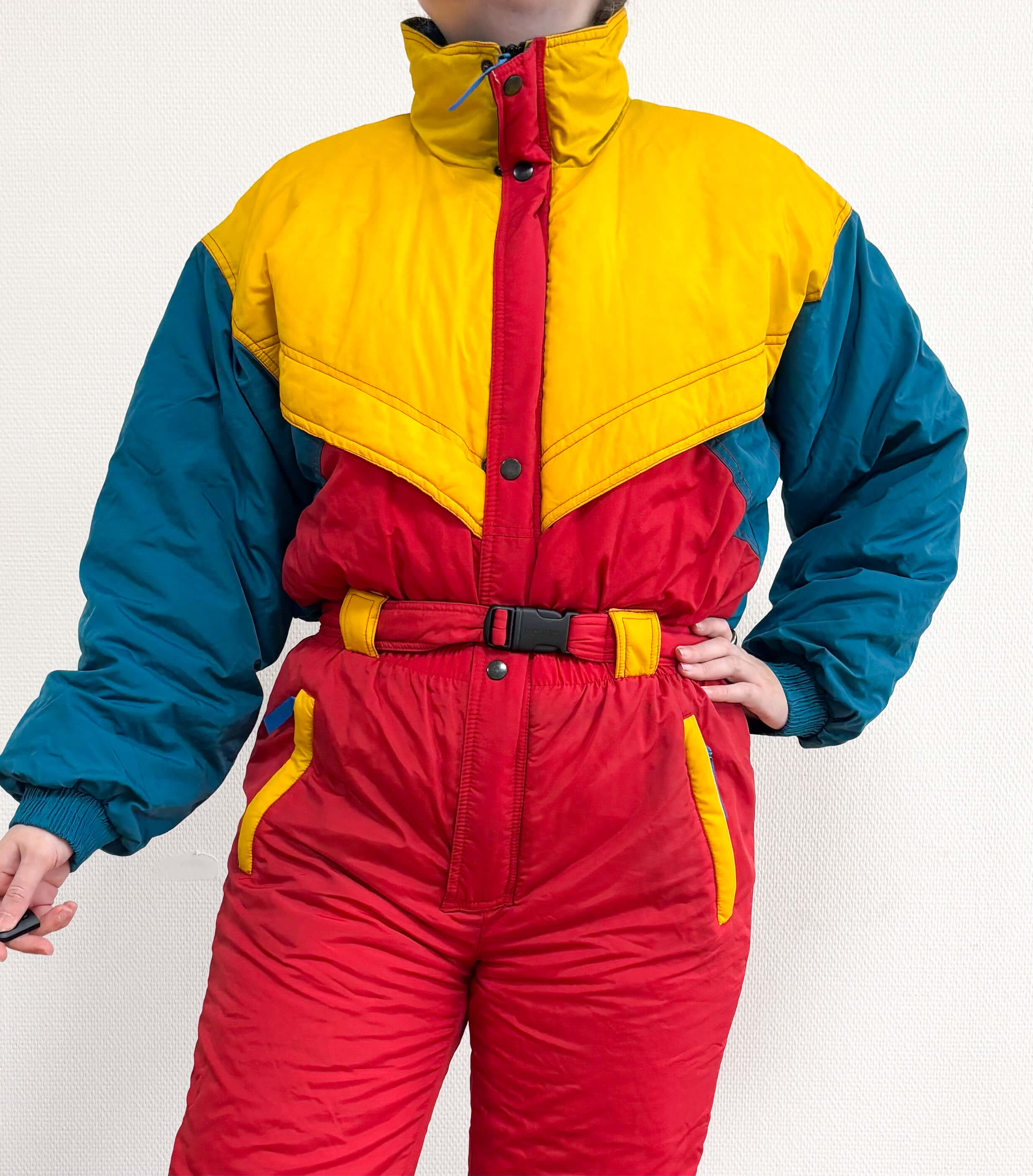 Vintage retro skipak - rood, geel, blauw/groen maat S/M