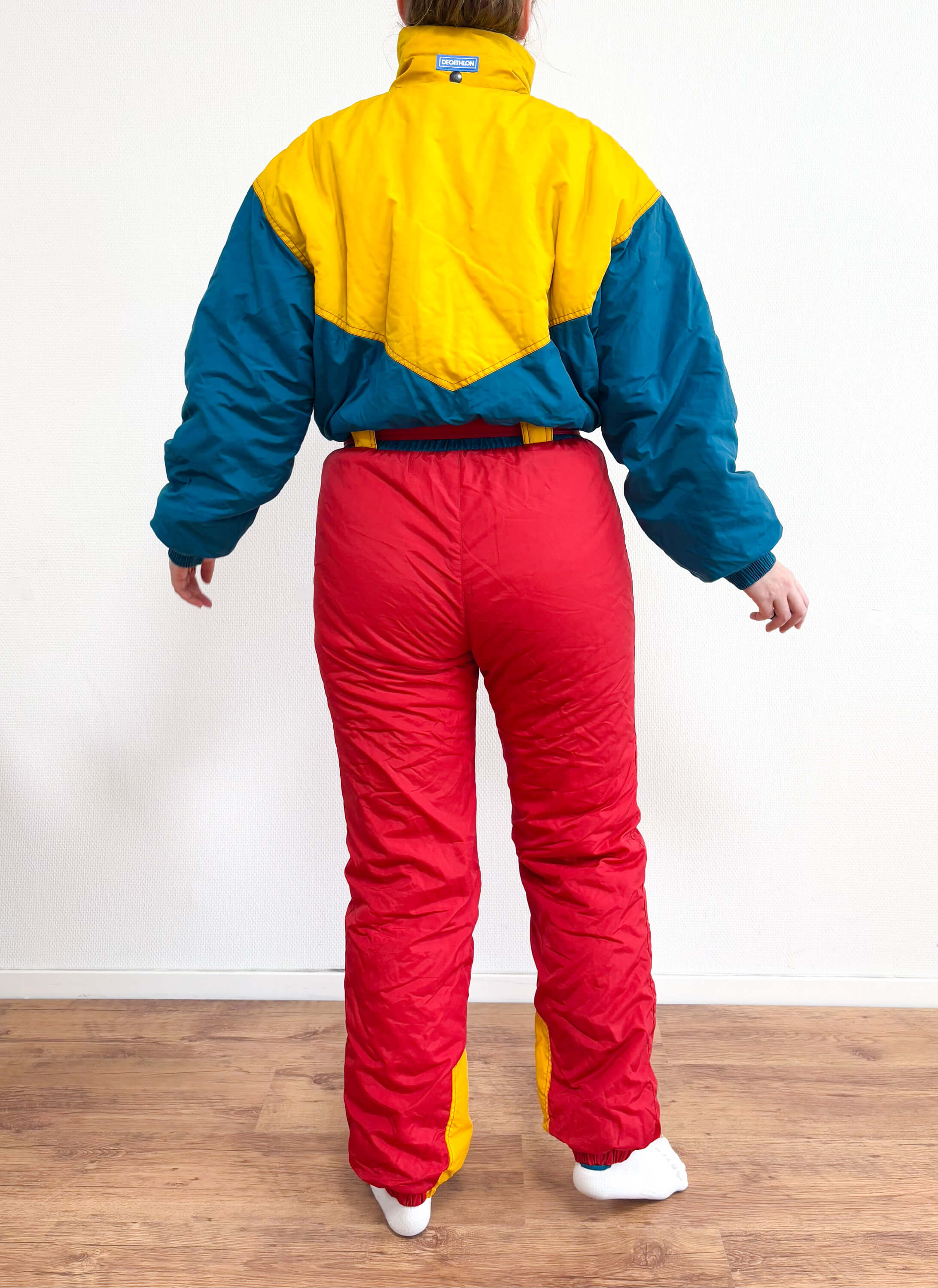 Vintage retro skipak - rood, geel, blauw/groen maat S/M