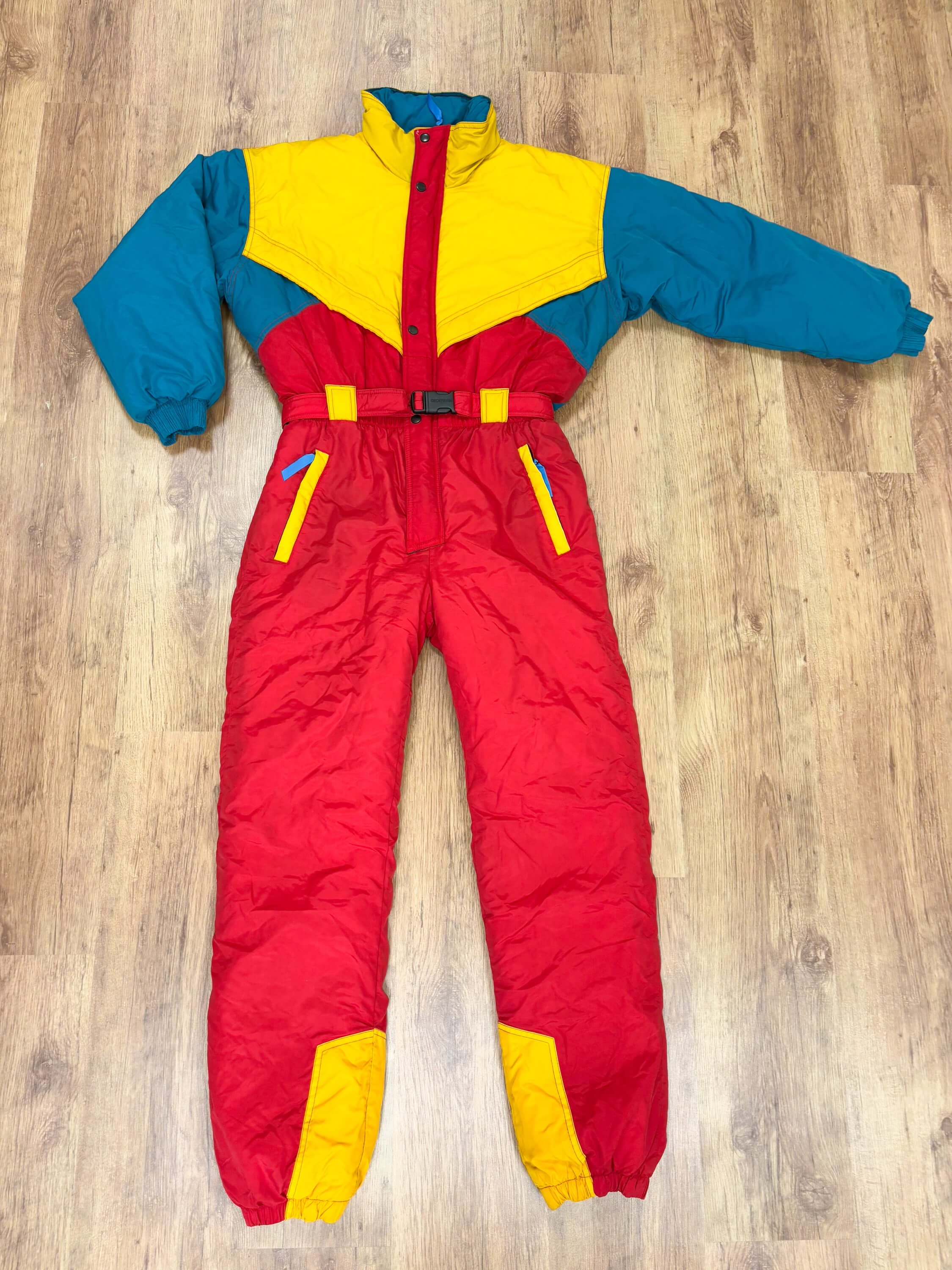 Vintage retro skipak - rood, geel, blauw/groen maat S/M