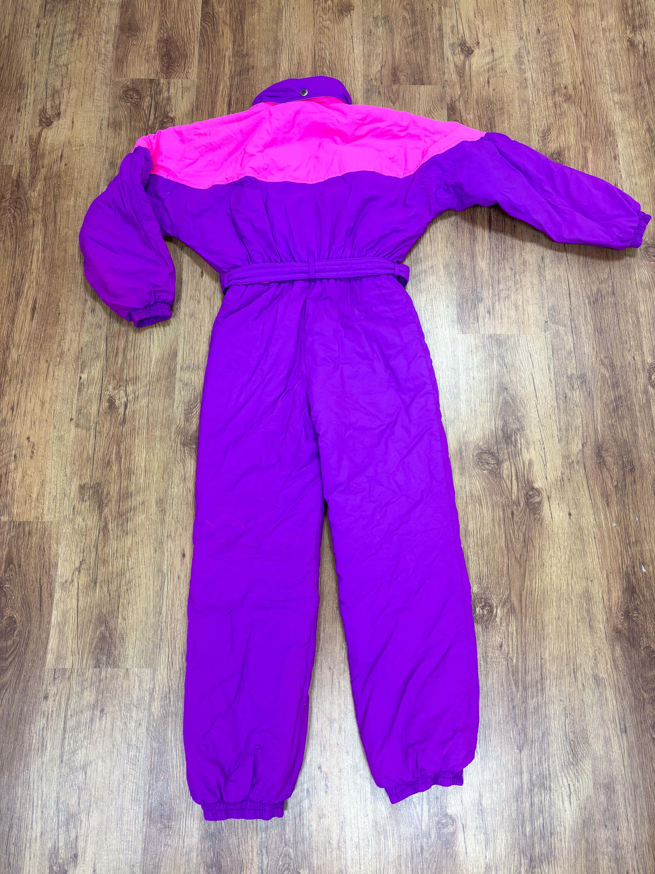 Vintage retro skipak - Paars met roze, fruit applique maat S