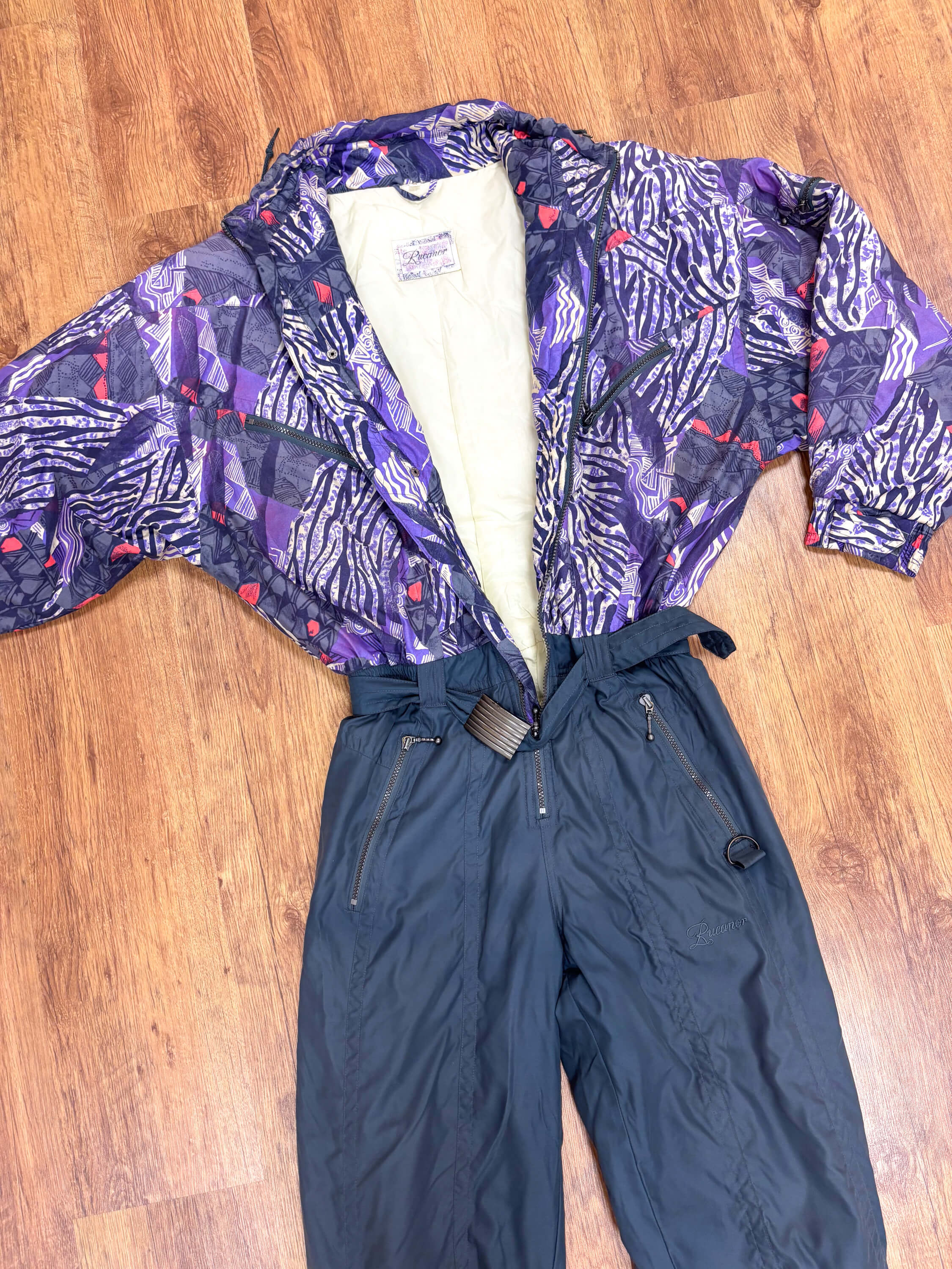 Vintage retro skipak -  Grijs, paars, roze maat M