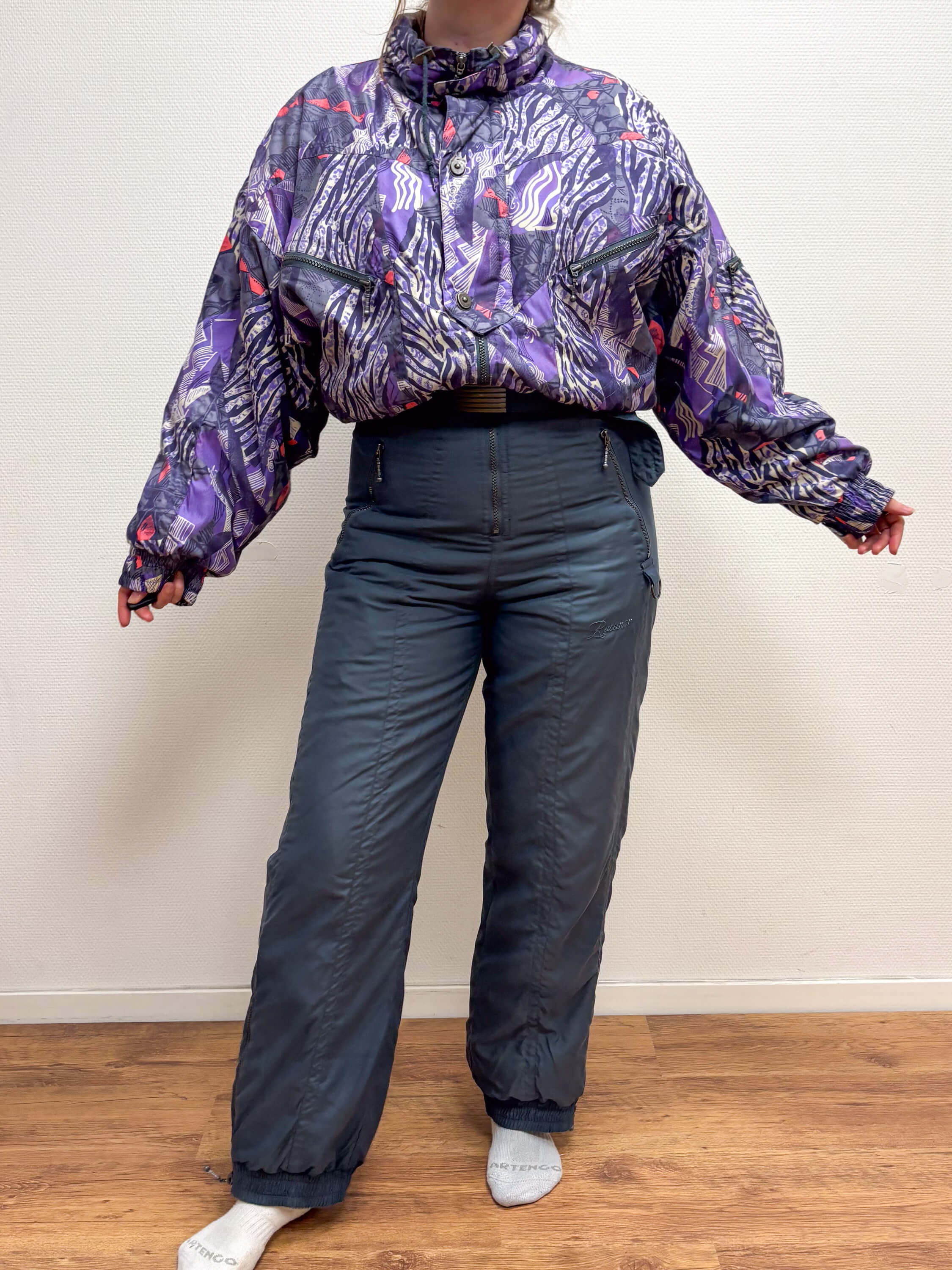 Vintage retro skipak -  Grijs, paars, roze maat M