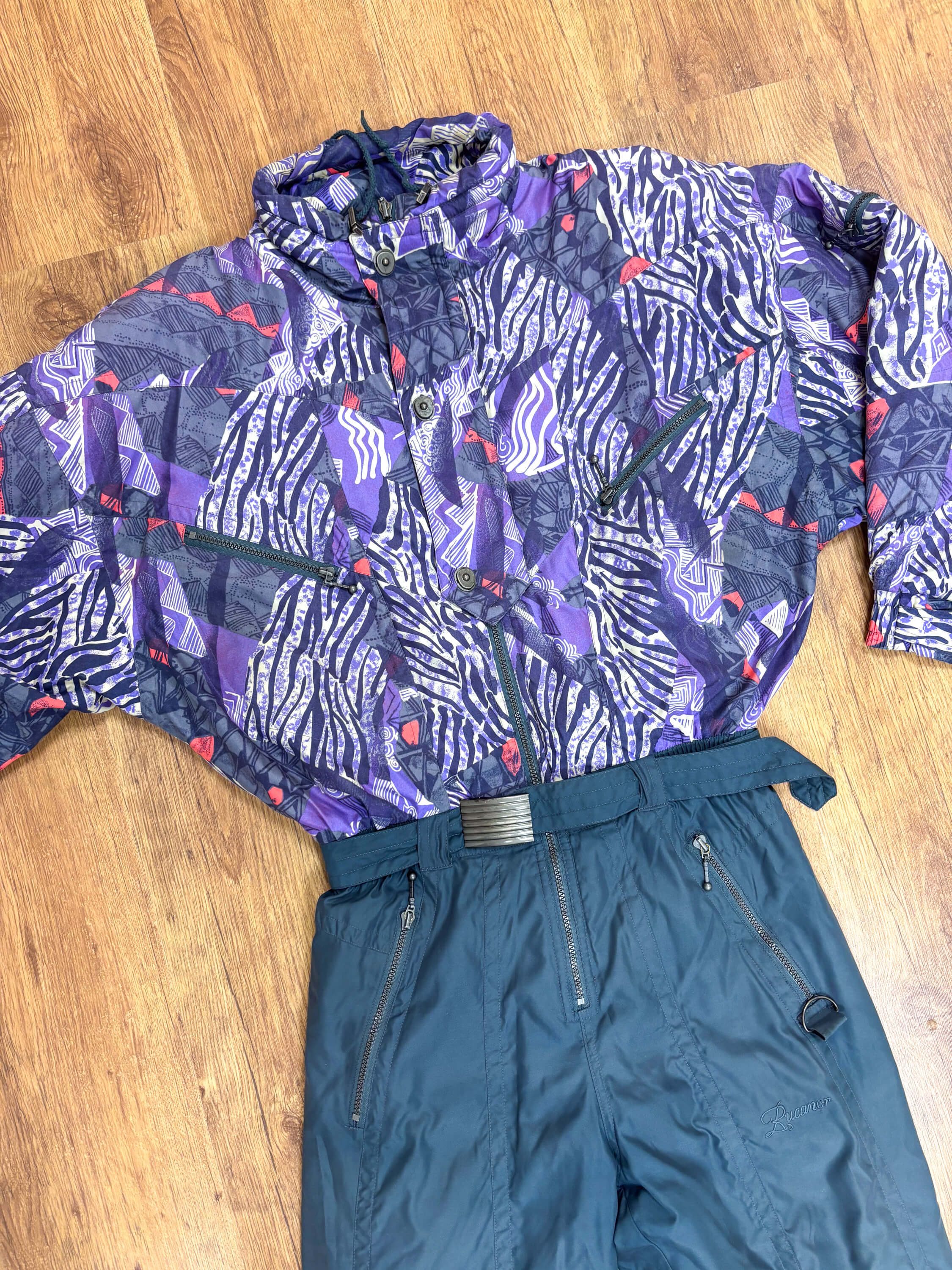 Vintage retro skipak -  Grijs, paars, roze maat M