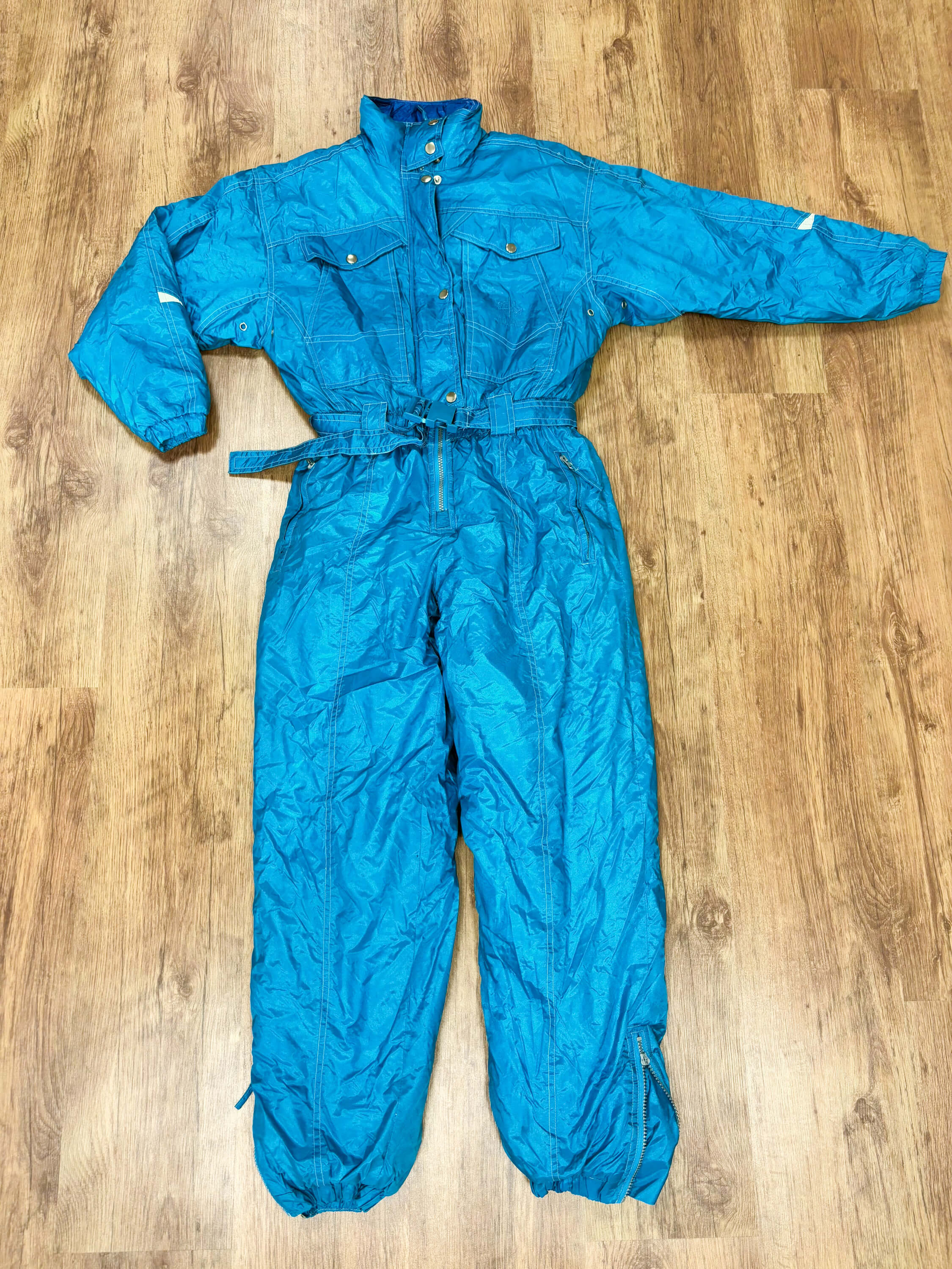 Vintage retro skipak - glanzend blauw maat XS