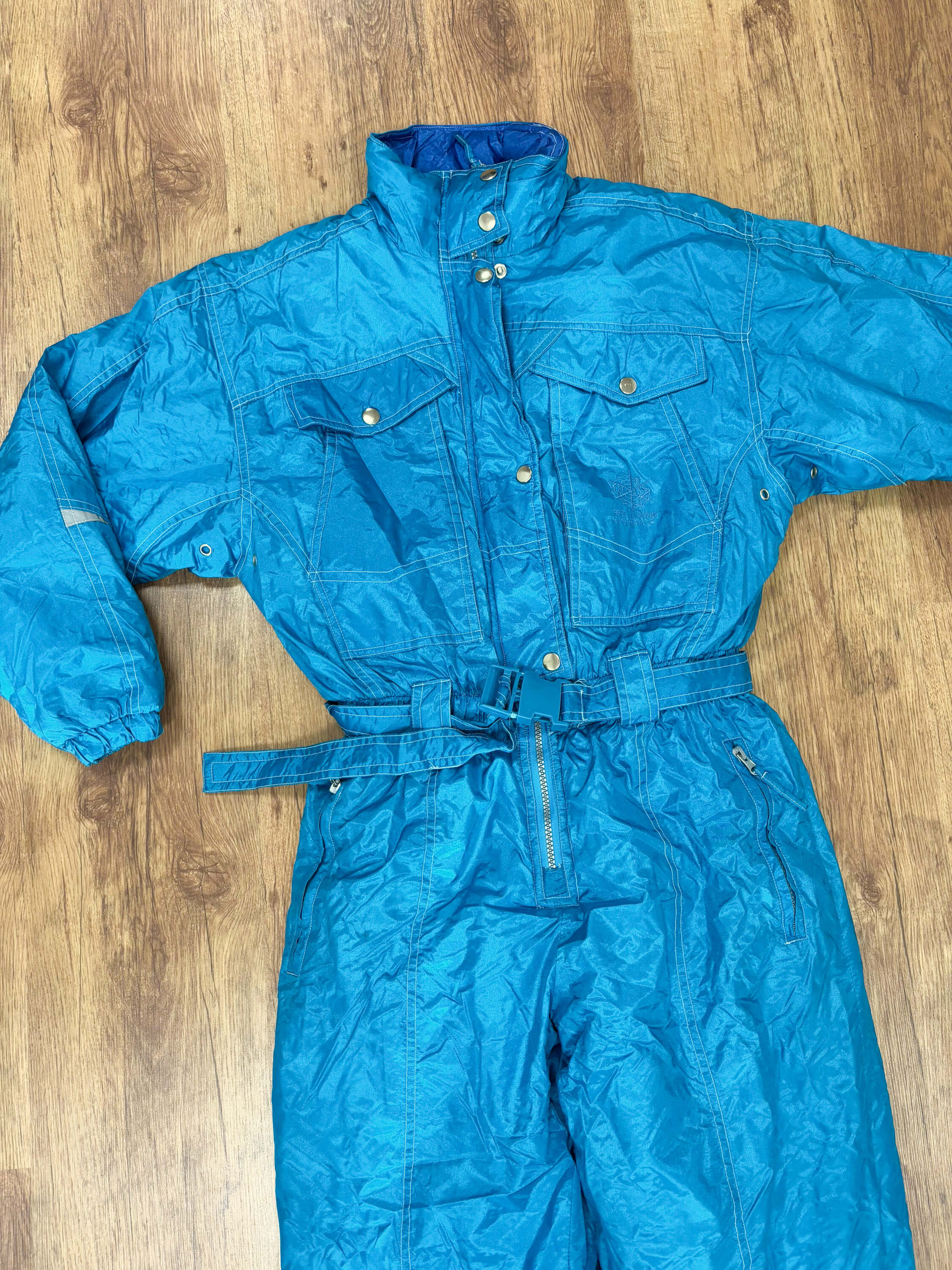 Vintage retro skipak - glanzend blauw maat XS