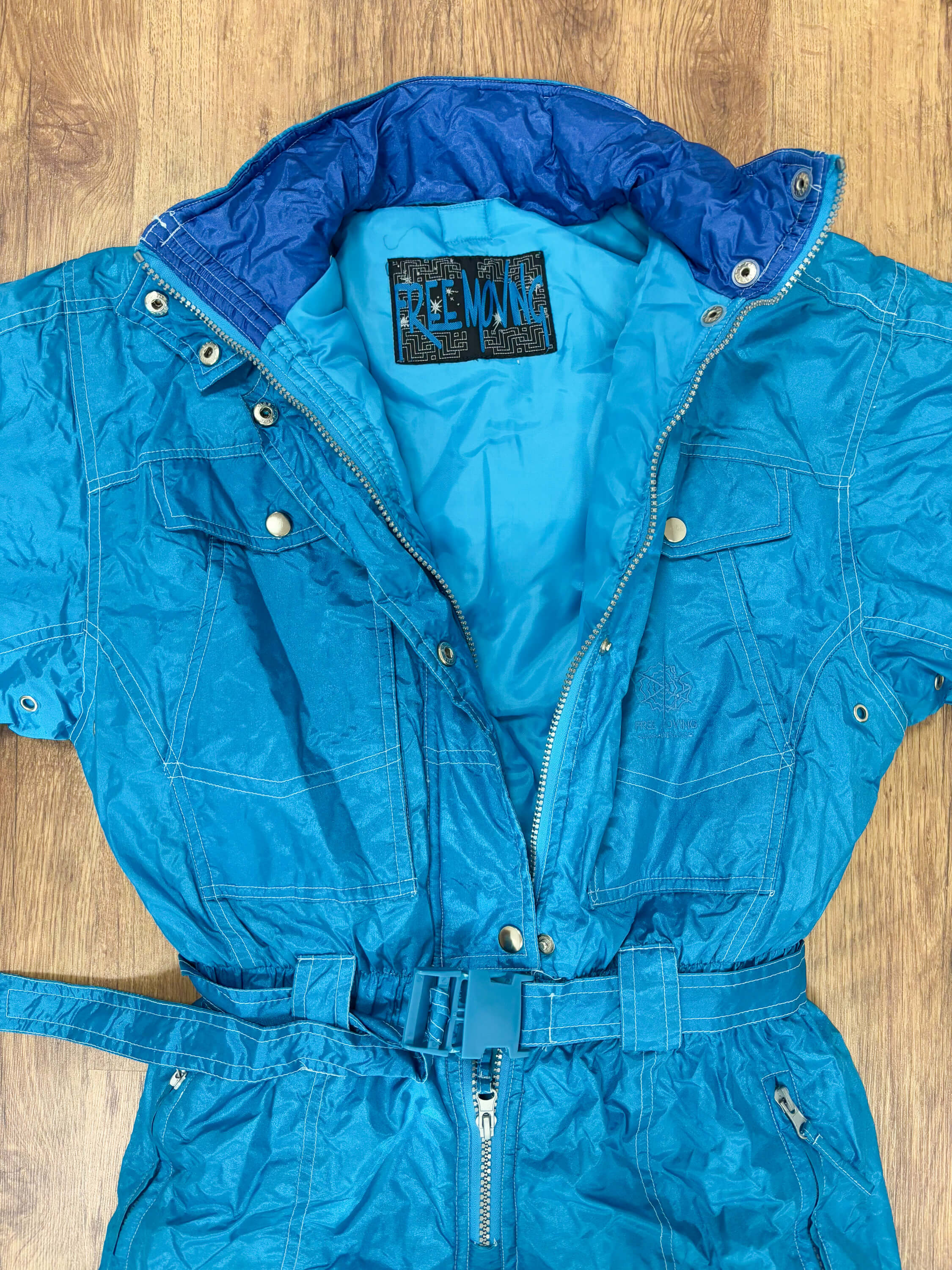 Vintage retro skipak - glanzend blauw maat XS