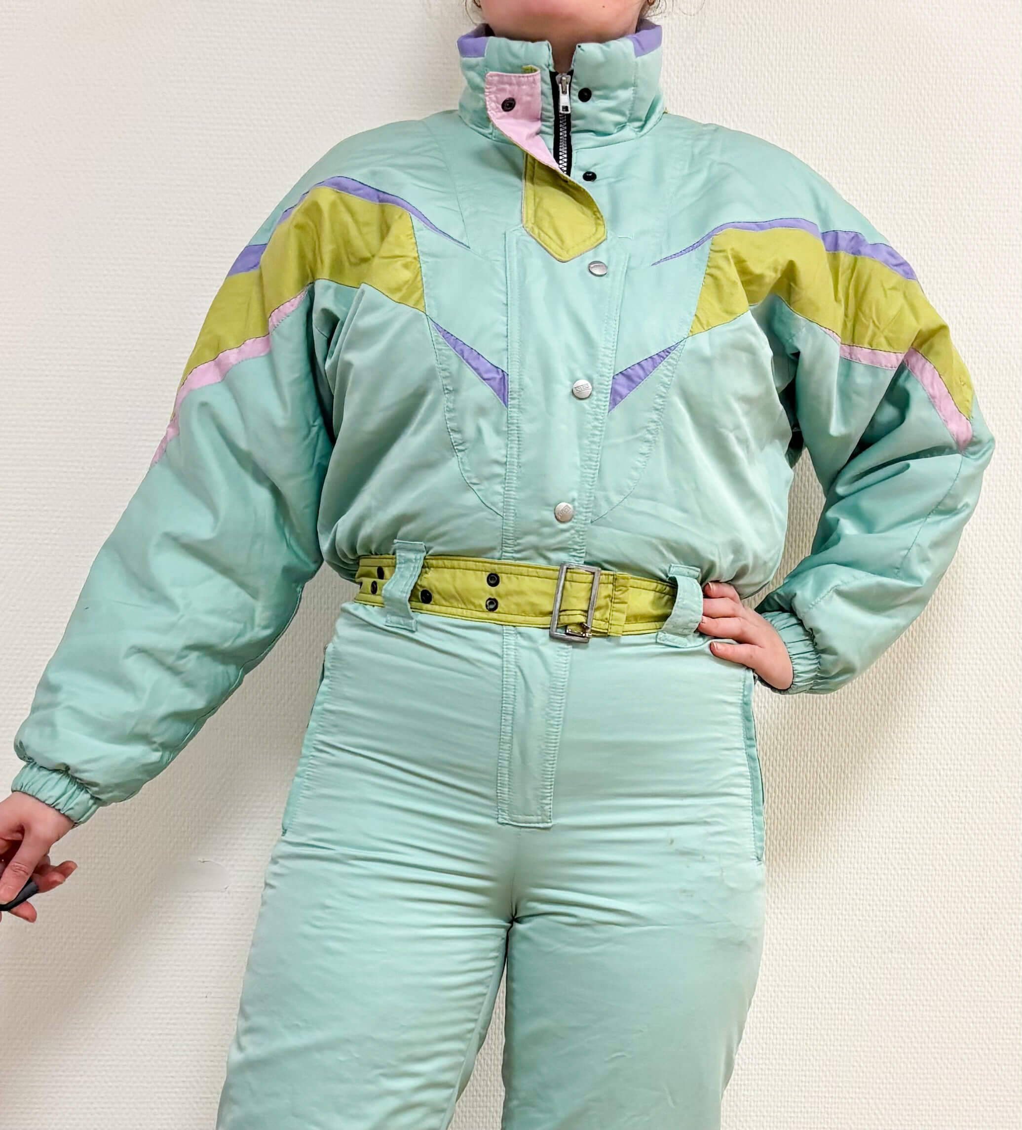 Vintage retro skipak - SKISS pastel turquoise, olijf, lila maat S/M