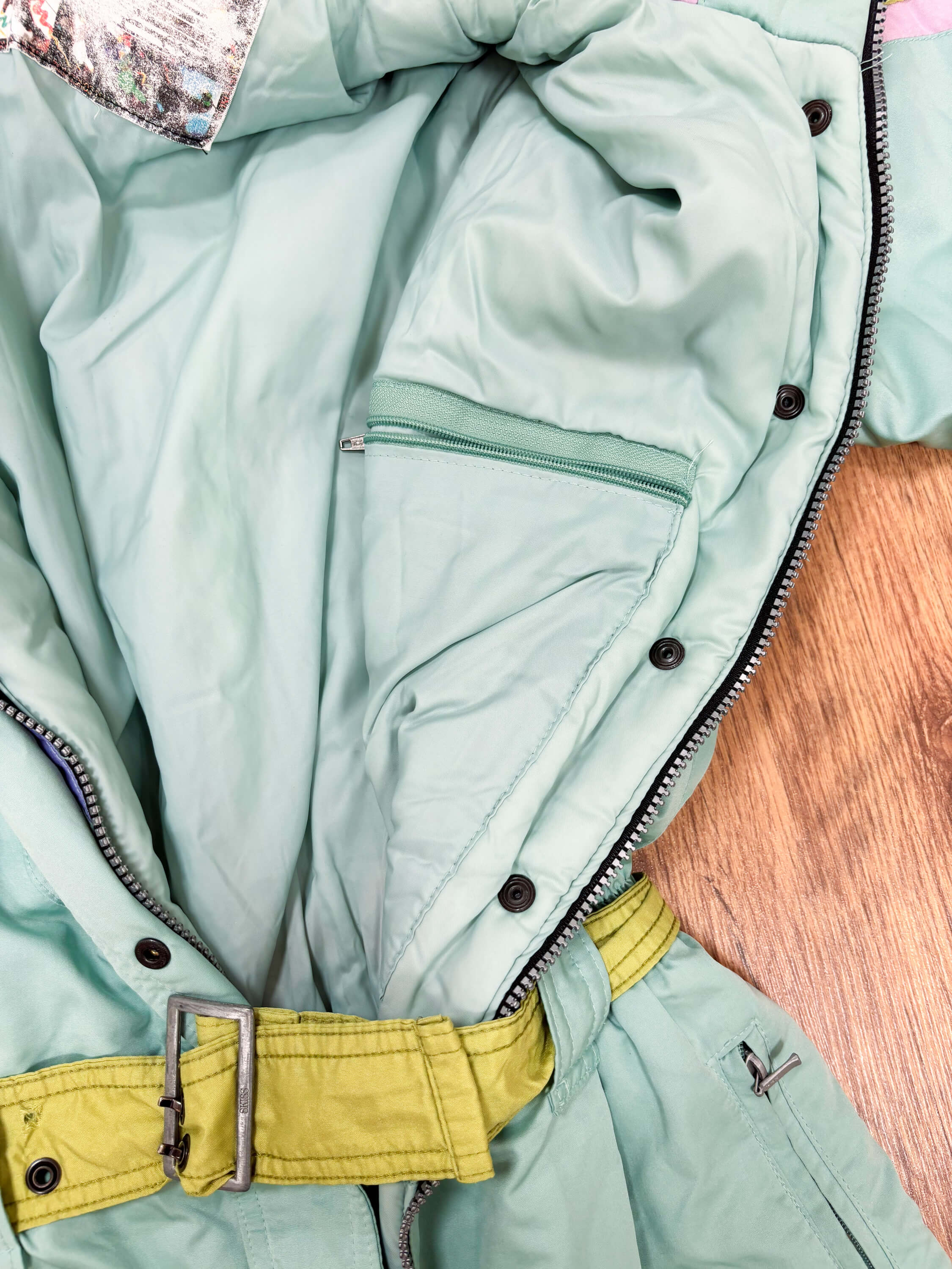 Vintage retro skipak - SKISS pastel turquoise, olijf, lila maat S/M