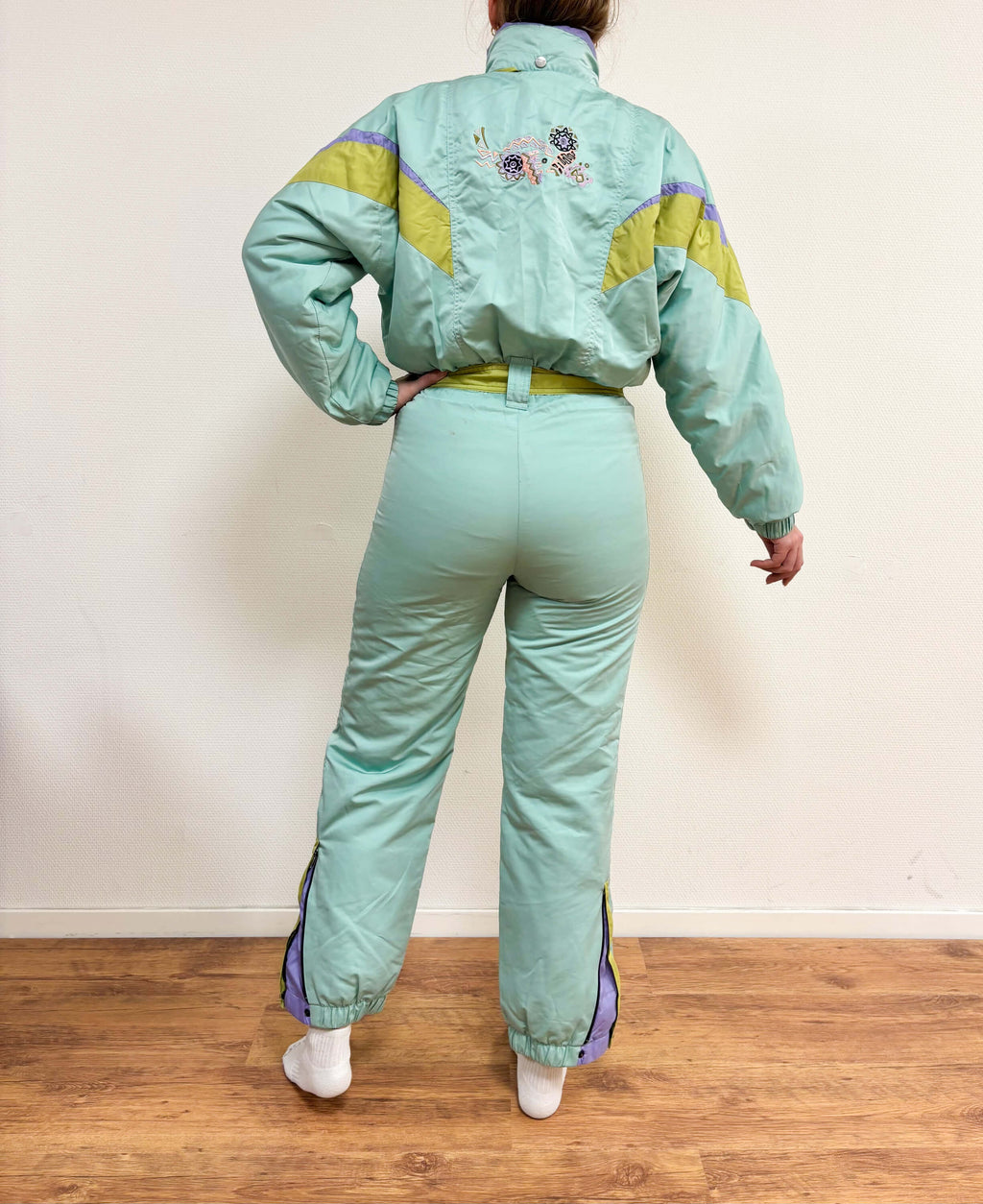 Vintage retro skipak - SKISS pastel turquoise, olijf, lila maat S/M