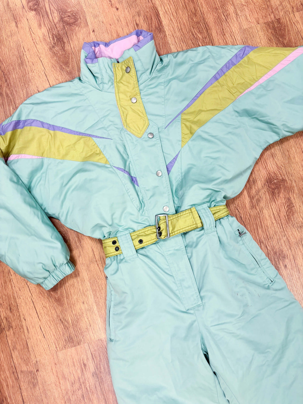 Vintage retro skipak - SKISS pastel turquoise, olijf, lila maat S/M