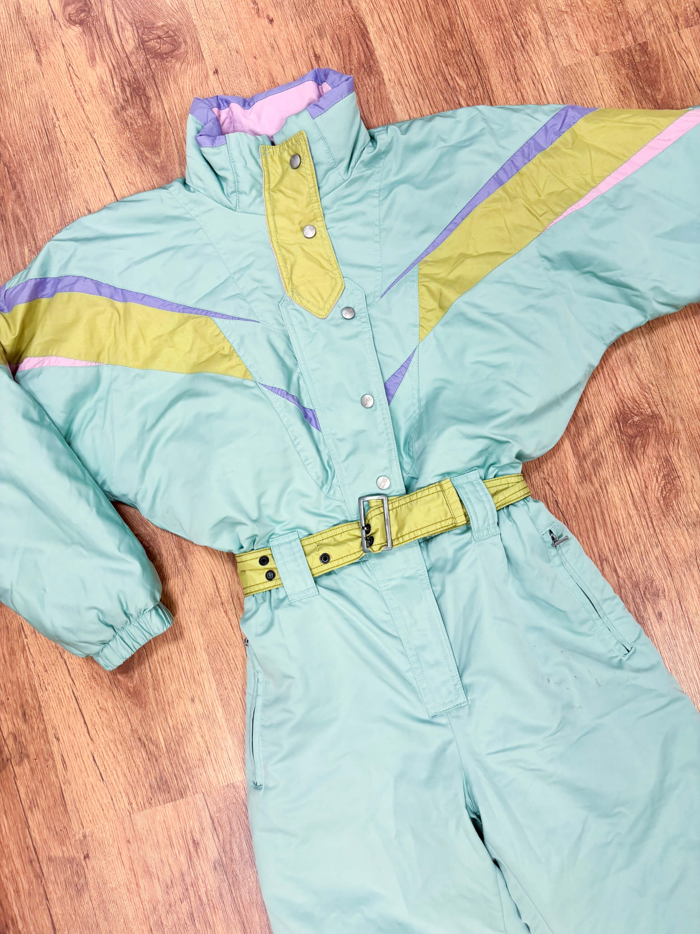 Vintage retro skipak - SKISS pastel turquoise, olijf, lila maat S/M