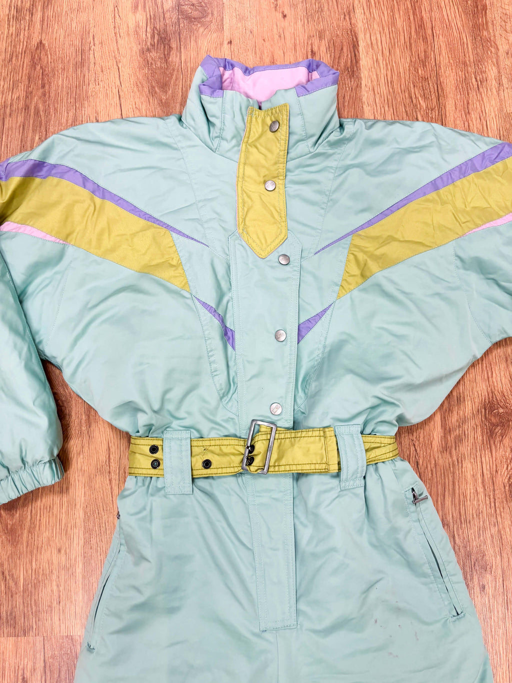 Vintage retro skipak - SKISS pastel turquoise, olijf, lila maat S/M