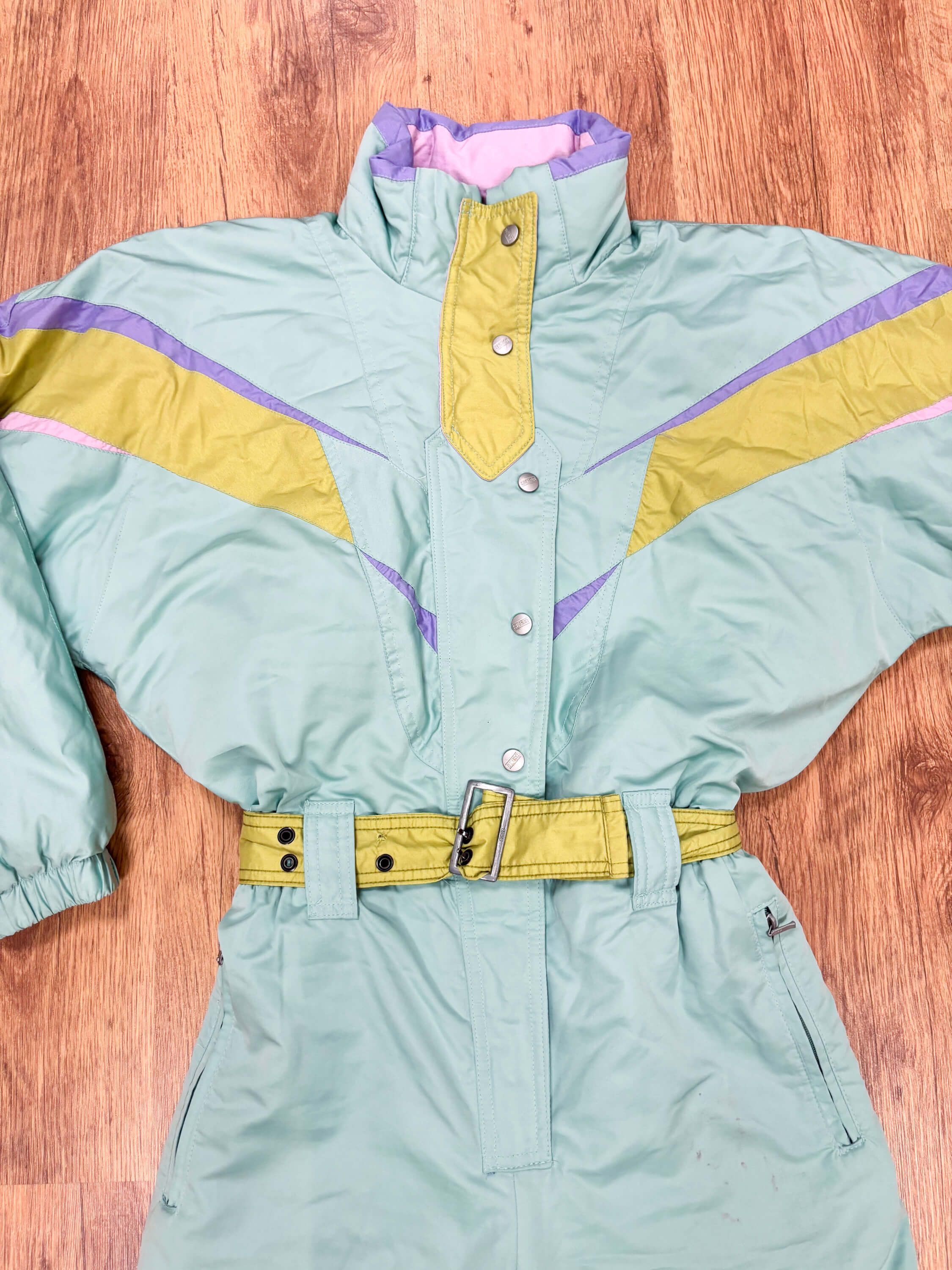 Vintage retro skipak - SKISS pastel turquoise, olijf, lila maat S/M