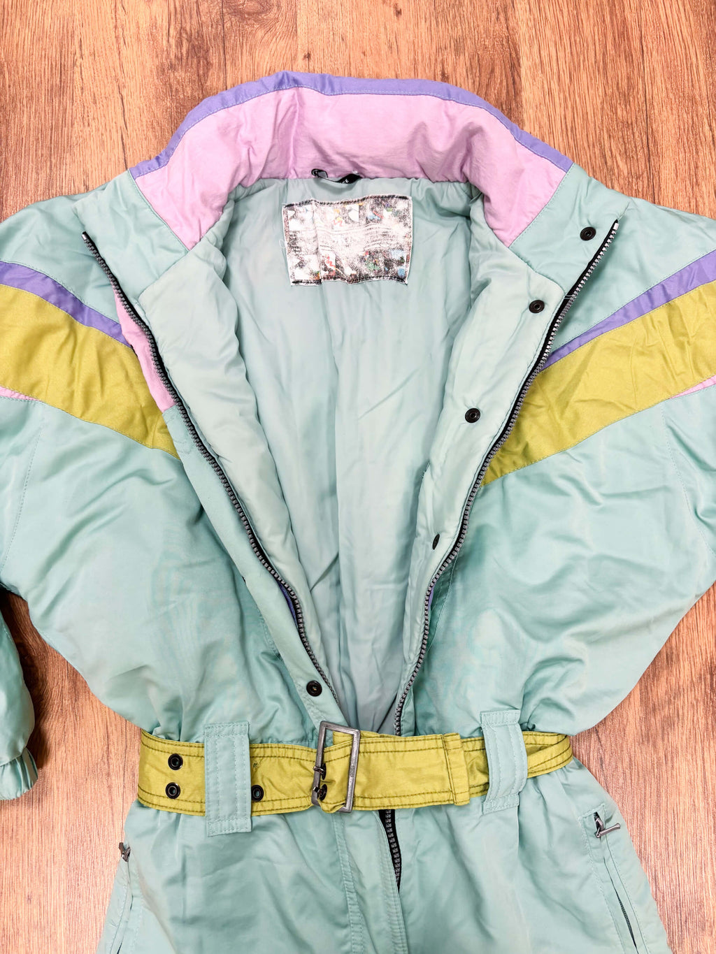 Vintage retro skipak - SKISS pastel turquoise, olijf, lila maat S/M