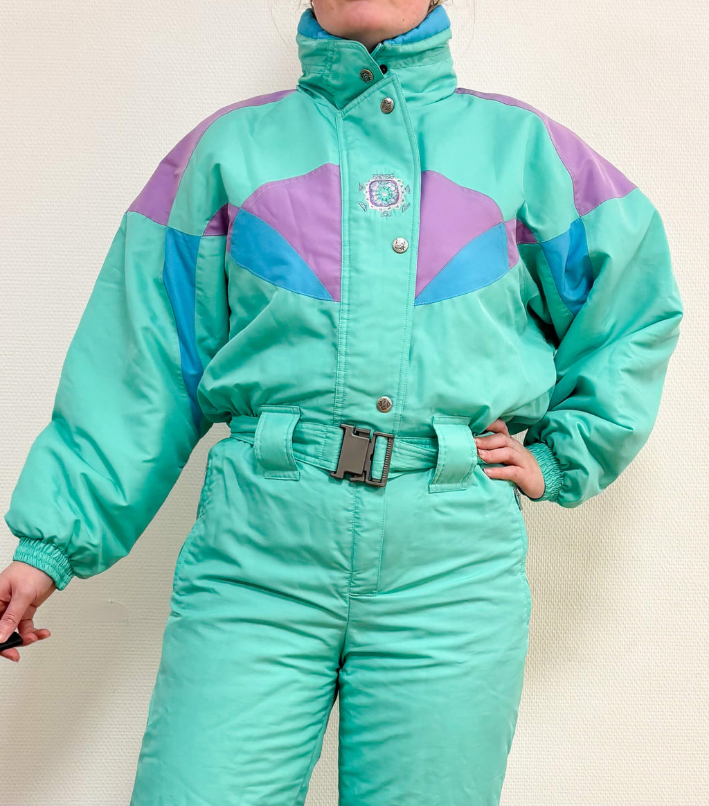Vintage skipak - turquoise, lila, lichtblauw maat M