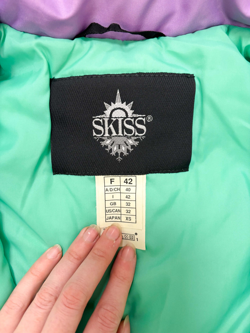 Vintage skipak - turquoise, lila, lichtblauw maat M