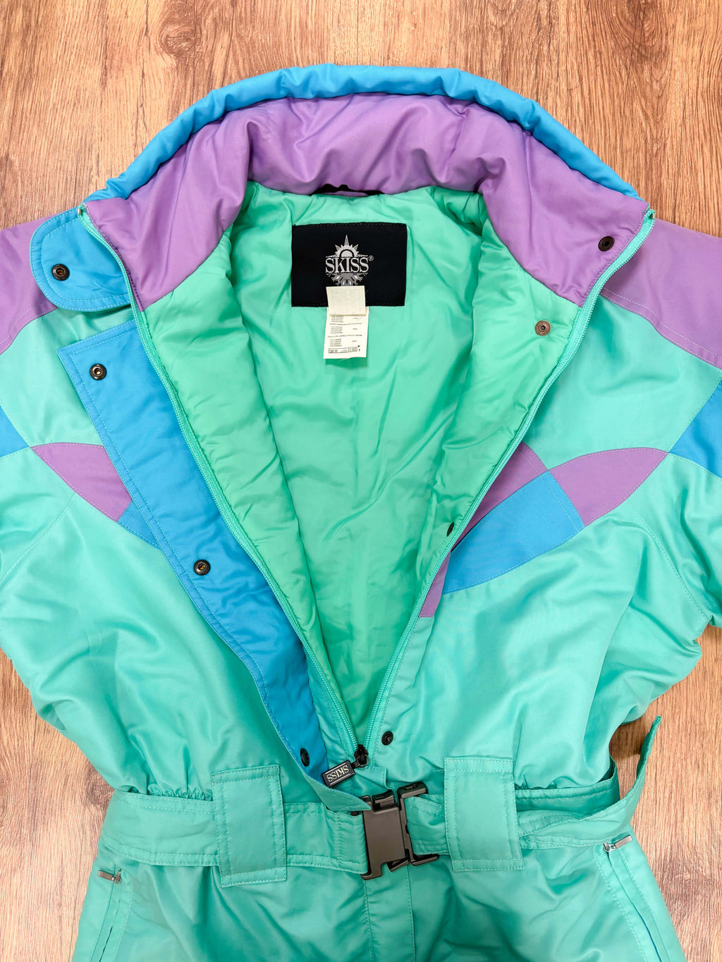Vintage skipak - turquoise, lila, lichtblauw maat M