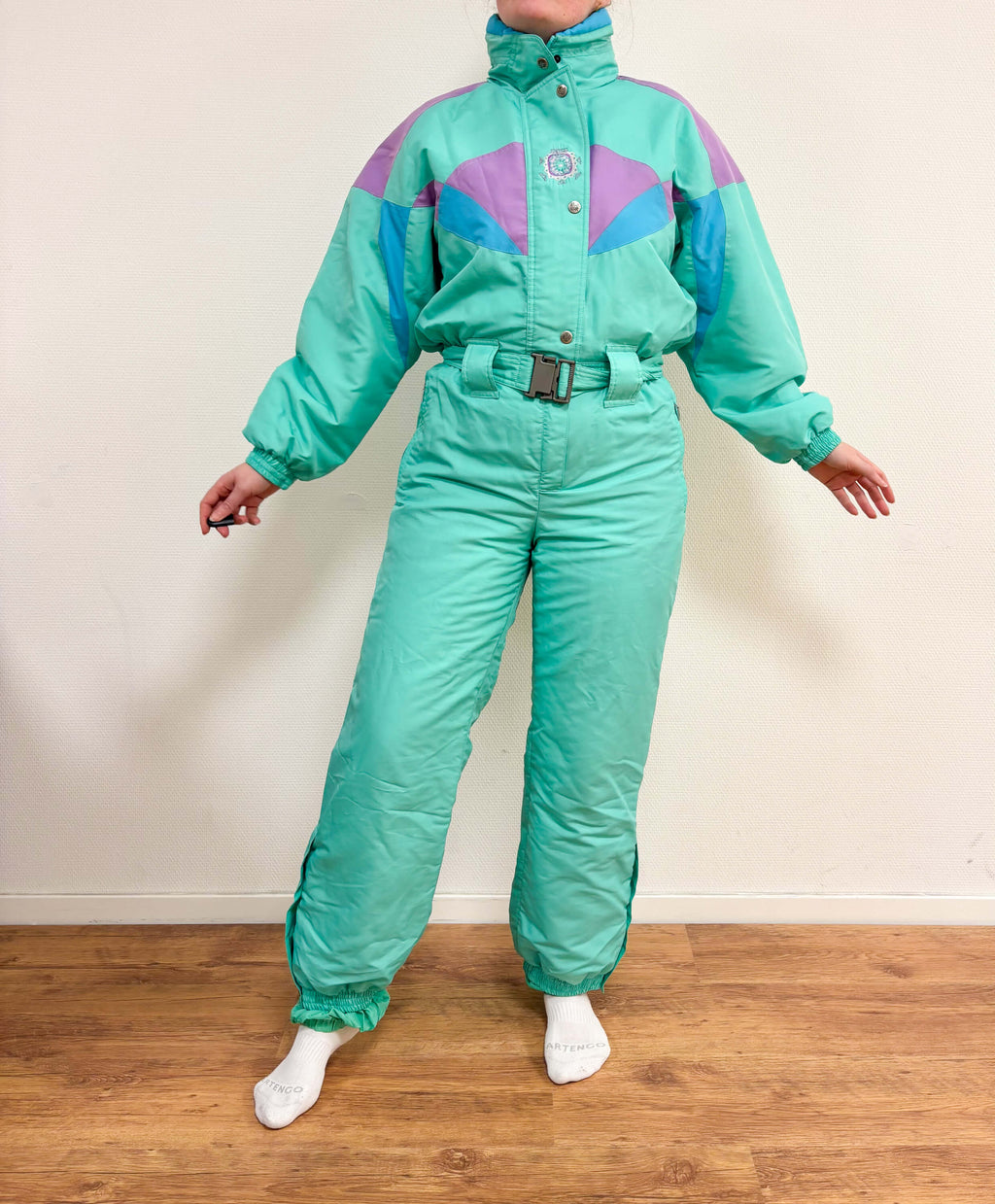 Vintage skipak - turquoise, lila, lichtblauw maat M