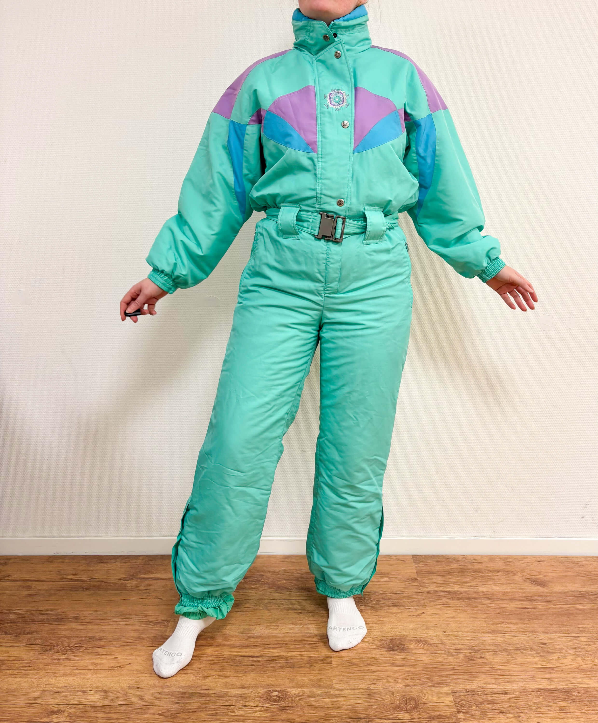 Vintage skipak - turquoise, lila, lichtblauw maat M