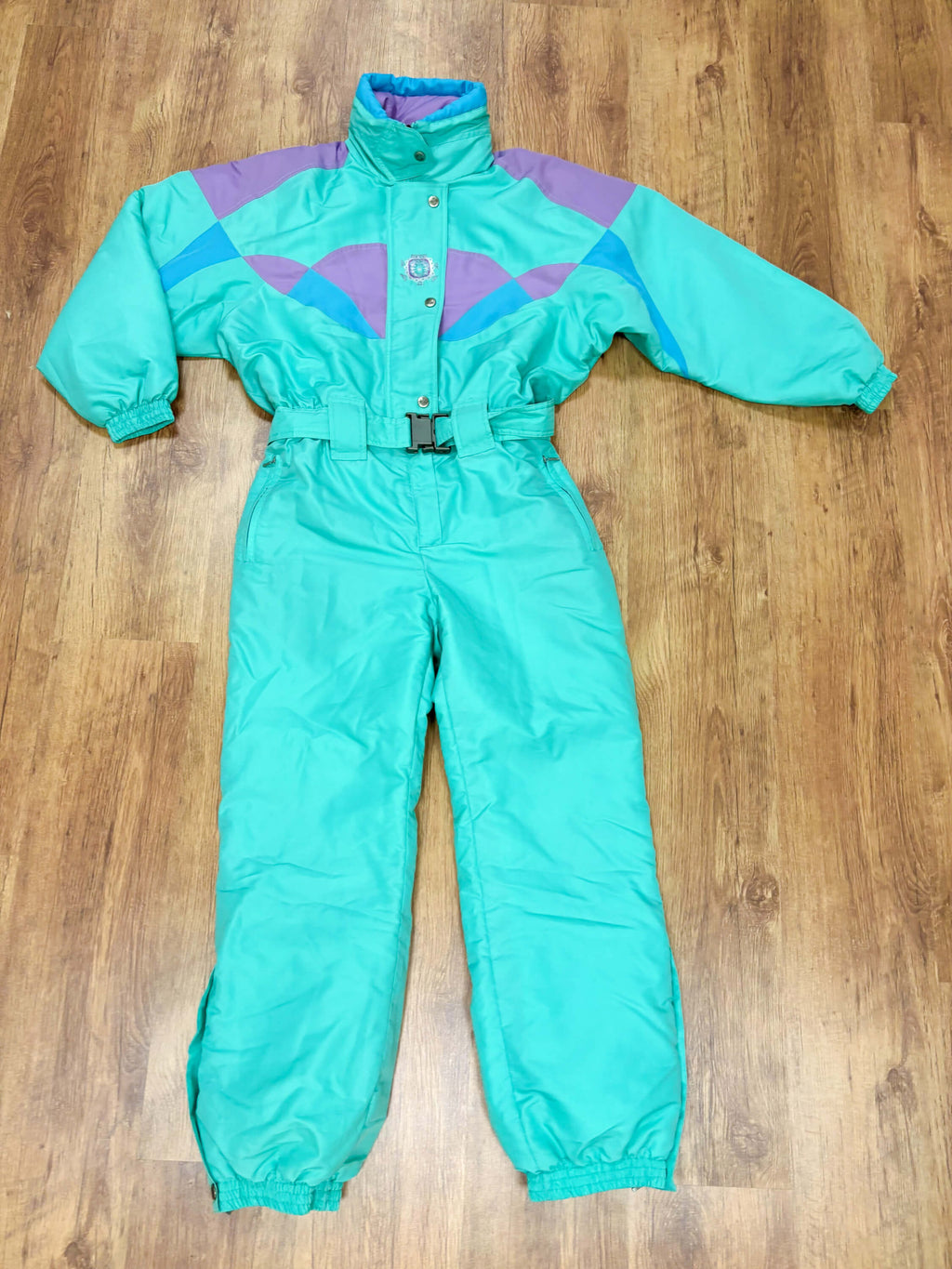 Vintage skipak - turquoise, lila, lichtblauw maat M