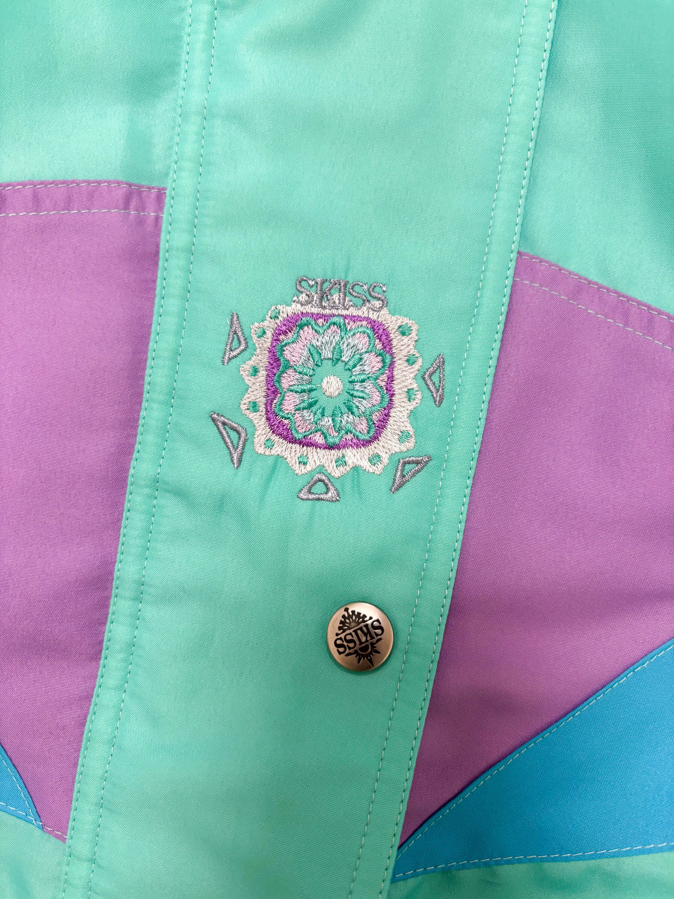 Vintage skipak - turquoise, lila, lichtblauw maat M