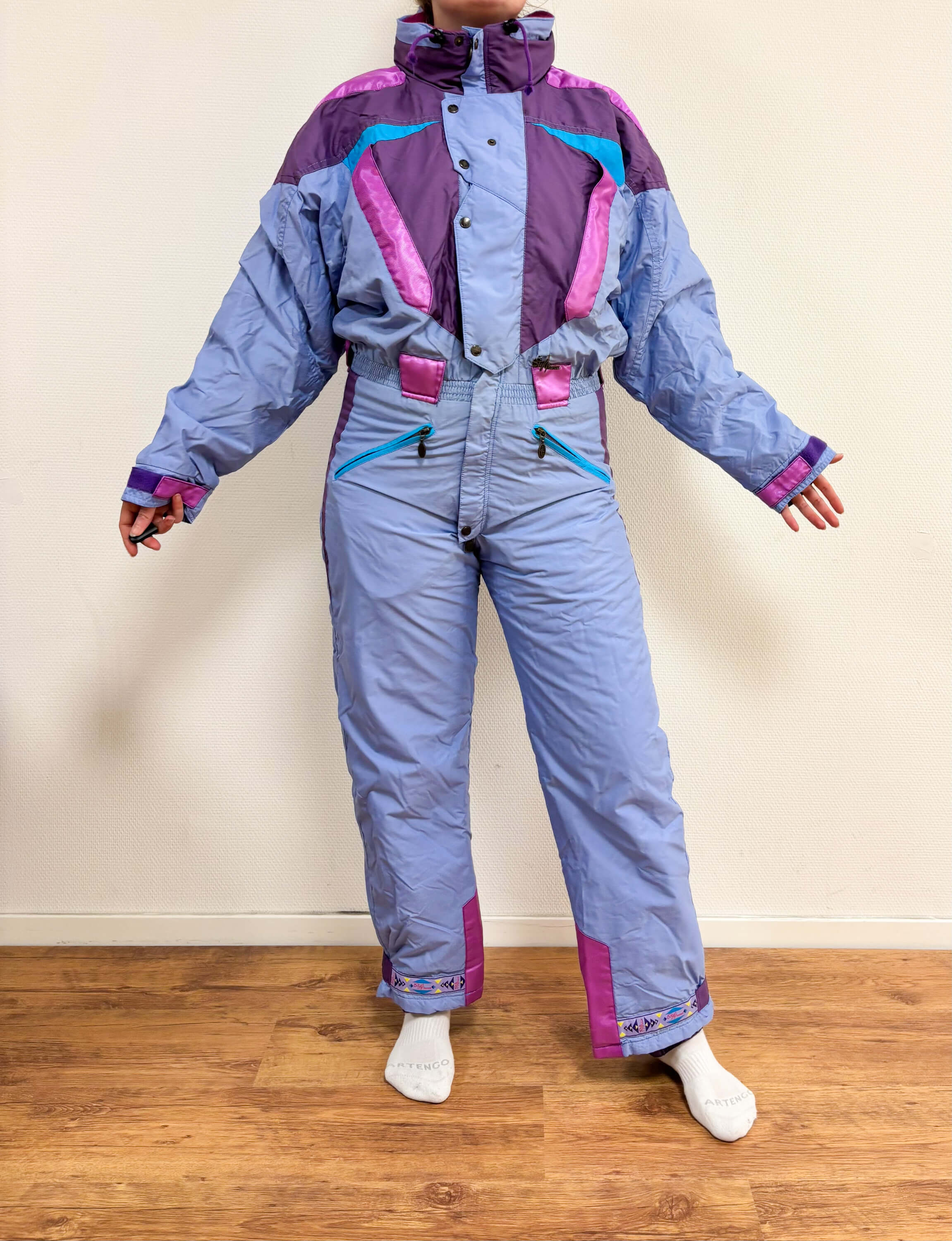 Vintage retro skipak - lila, paars, roze, blauw maat M