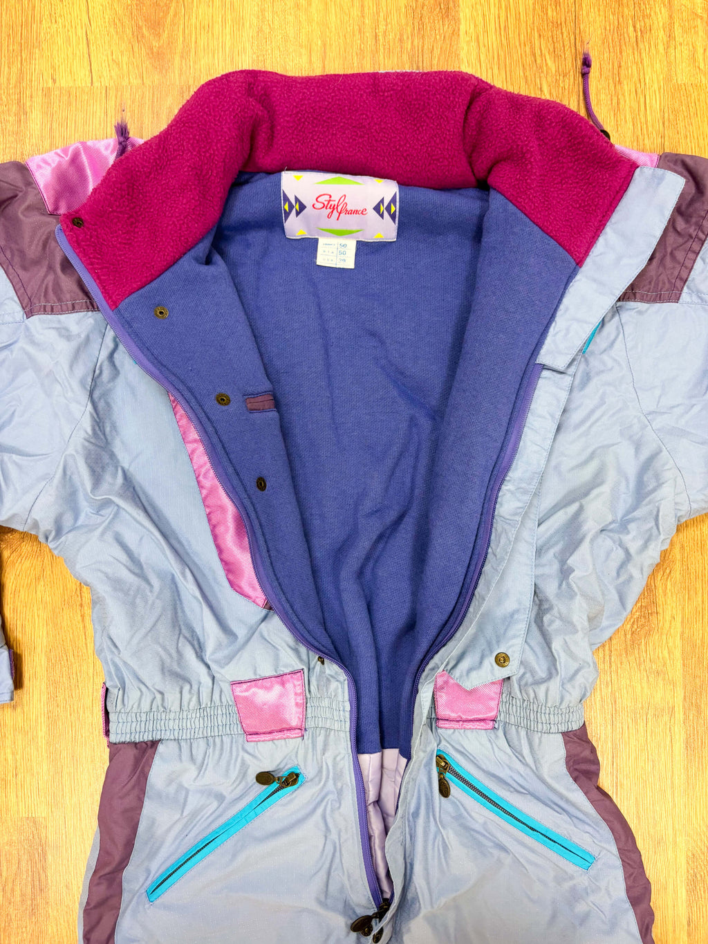 Vintage retro skipak - lila, paars, roze, blauw maat M