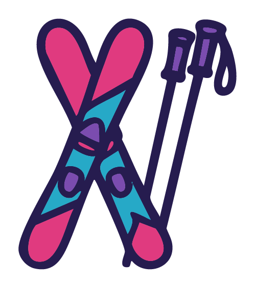 Retro Skipak ski en polls illustratie