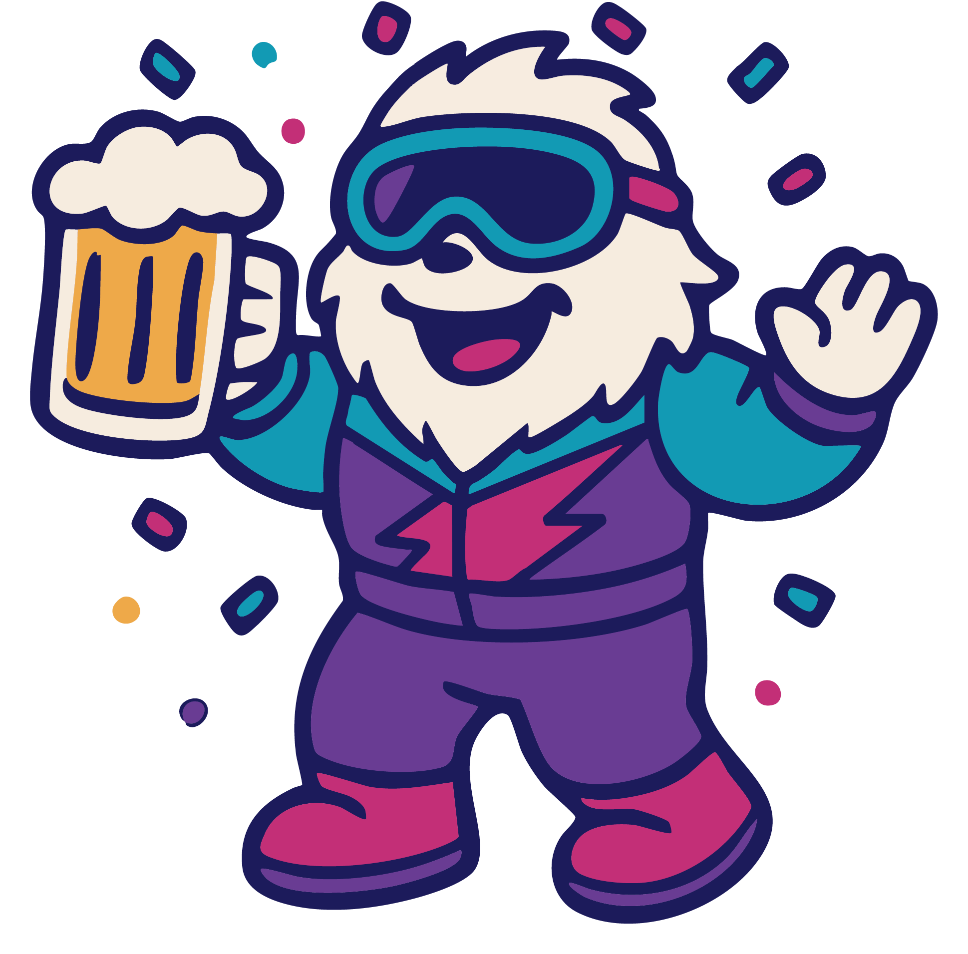 Retro Skipak yeti mascotte